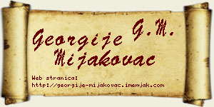 Georgije Mijakovac vizit kartica